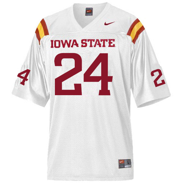 Men #24 D.J. Miller Jr. Iowa State Cyclones College Football Jerseys Sale-White - Click Image to Close